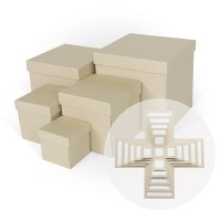 Д11003.023 Набор подарочных коробок 5 в 1 WOW-эффект тисненая бумага песочно-бежевый 210x210x210