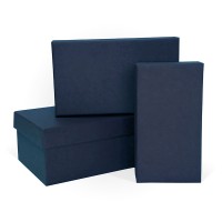 Д10103П.352 Набор подарочных коробок 3 в 1 тисненая бумага ЛЕН 150x95x60 синий