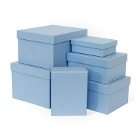 Д10103П.018 Набор подарочных коробок 6 в 1 тисненая бумага 250х210х150 голубой